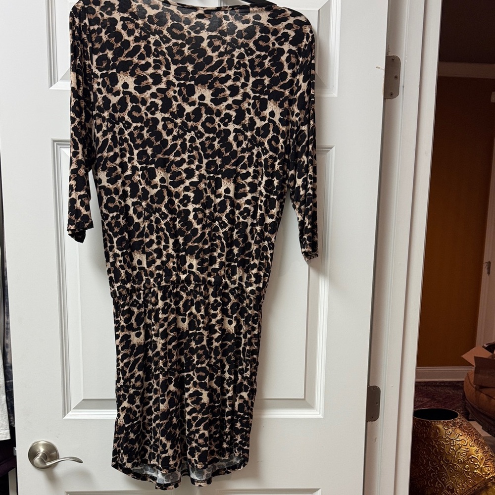 Lascana Animal Print Dress with Drawstring Waist - Size US 12